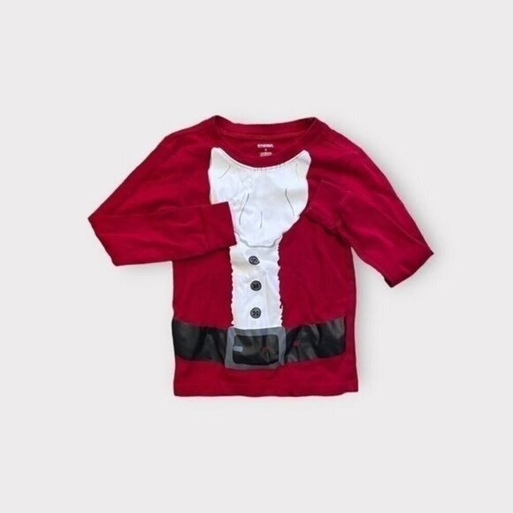 Gymboree Christmas Santa Long Sleeve Top Red Combo 6 - Picture 1 of 5